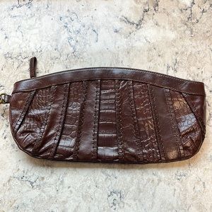 Hobo International Brown Leather Zippered Wristlet